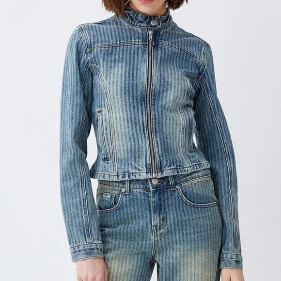 The Ragged Priest striped denim cropped jacket - Picture 1 of 3